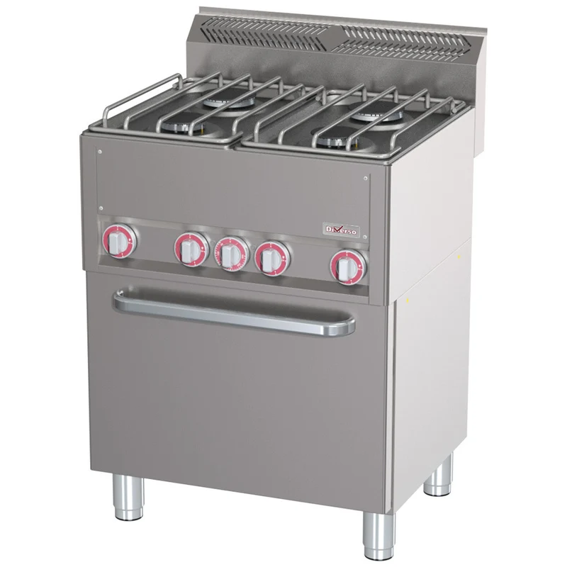 Fourneau 4 feux sur four à convection GN1/1 - Diverso