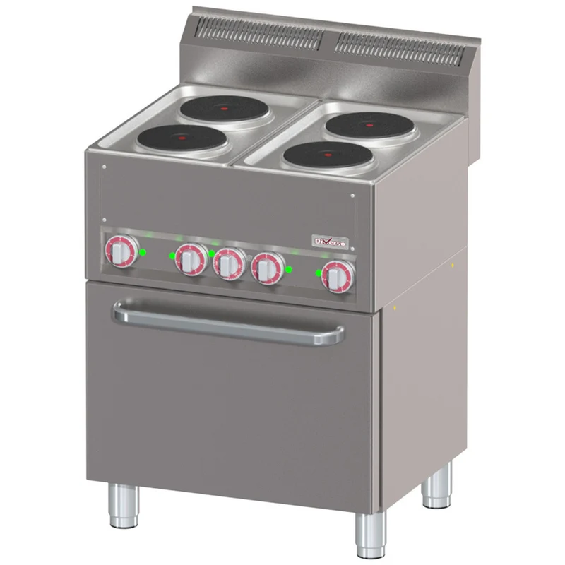 Fourneau 4 plaques électriques sur four à convection GN1/1 - Diverso
