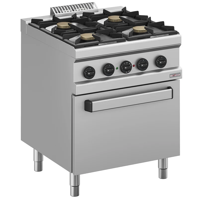 Fourneau gaz 4 feux, four électrique à convection GN 1/1 - Diverso