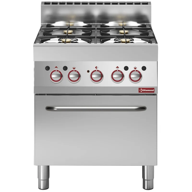 Fourneau gaz 4 feux four élec convec GN1/1 - Diamond