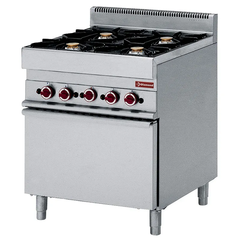 Fourneau gaz 4 feux - four convection élec GN 1/1 - Diamond