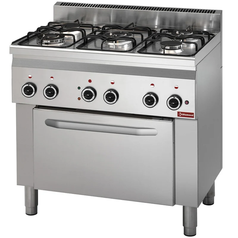Fourneau 5 feux gaz et four à convection électrique - 4 x GN - Diamond