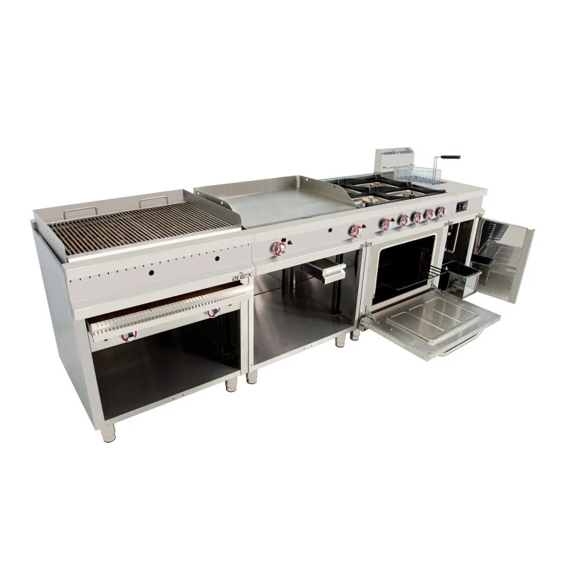 Plancha à gaz - 800x700x900h mm - Acier rectifié - Arilex