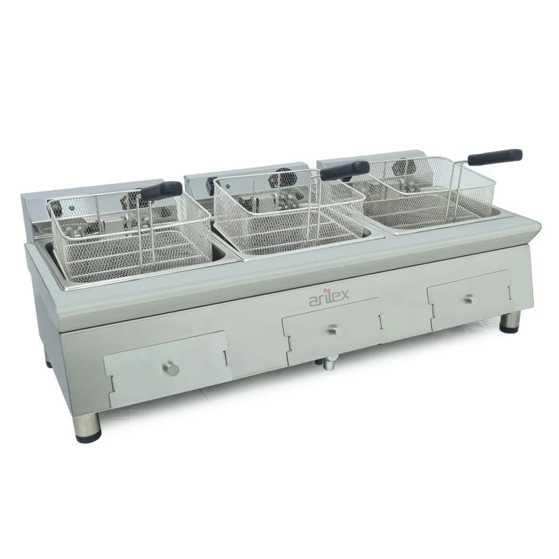 Friteuse électrique - 12+12+12L - Triple cuve - Triphasée - Arilex