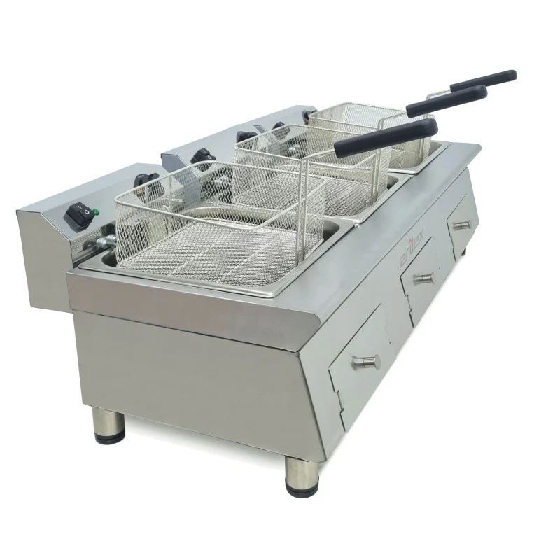 Friteuse électrique - 12+12+12L - Triple cuve - Triphasée - Arilex