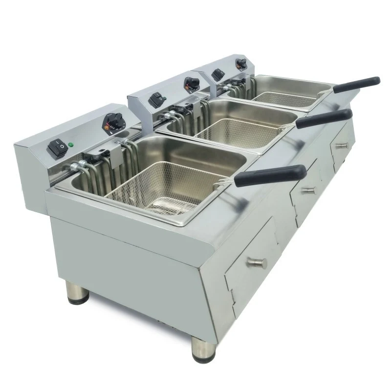 Friteuse électrique - 12+12+12L - Triple cuve - Triphasée - Arilex