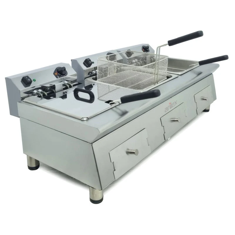 Friteuse électrique - 12+12+12L - Triple cuve - Triphasée - Arilex
