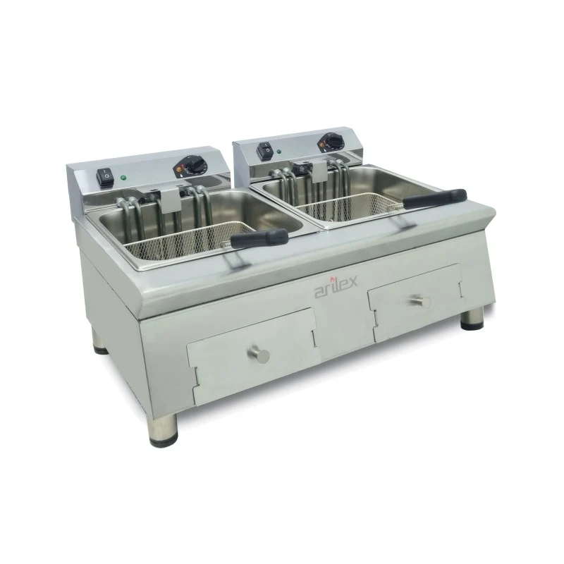 Friteuse électrique - 12+12L - Double cuve - Triphasée - Arilex