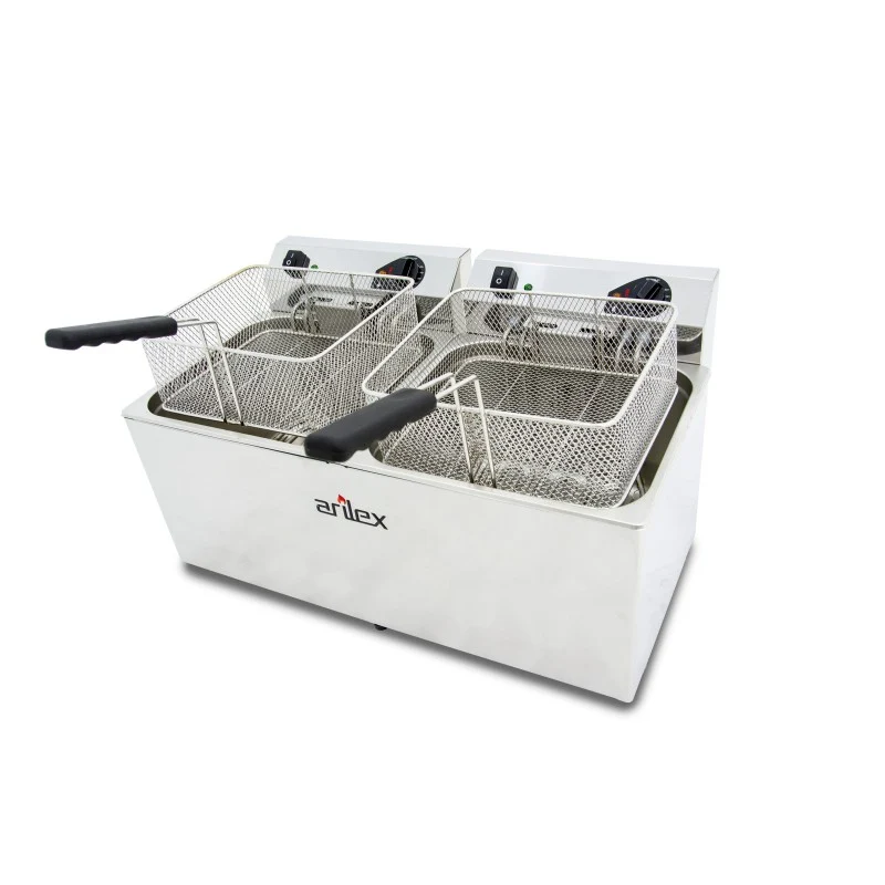 Friteuse électrique - 12+12L - Double cuve - Sans robinet - Triphasée - Arilex