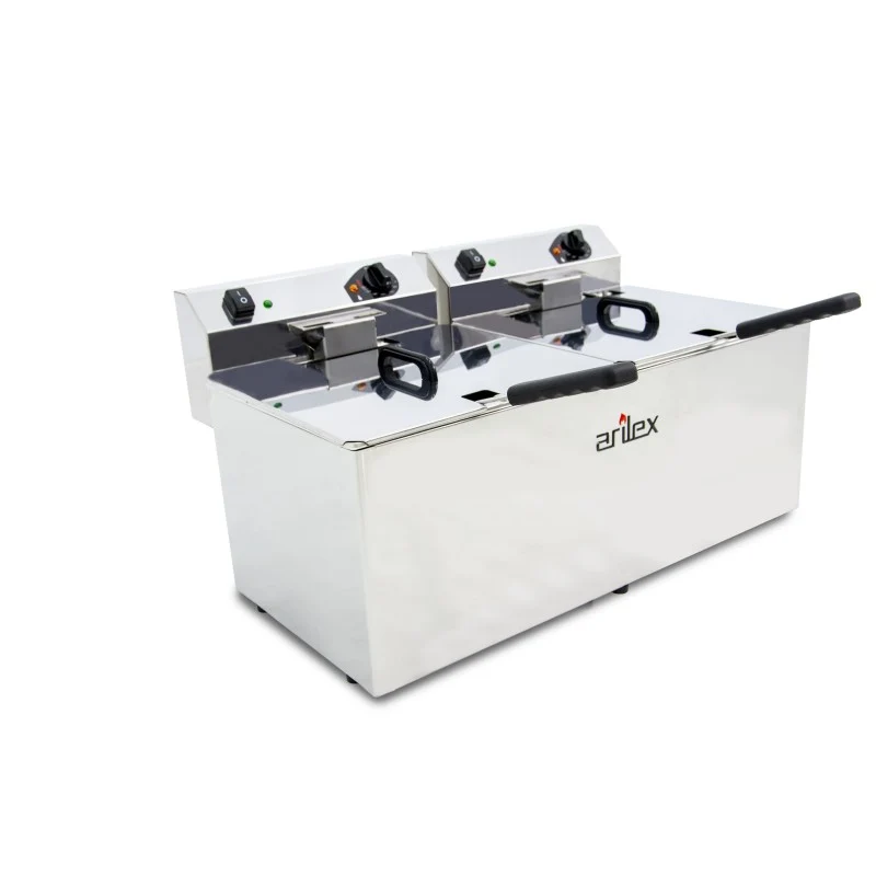 Friteuse électrique - 12+12L - Double cuve - Sans robinet - Arilex