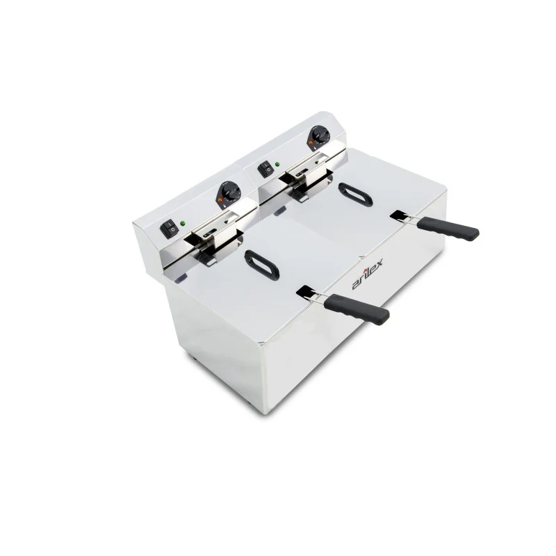 Friteuse électrique - 12+12L - Double cuve - Sans robinet - Arilex
