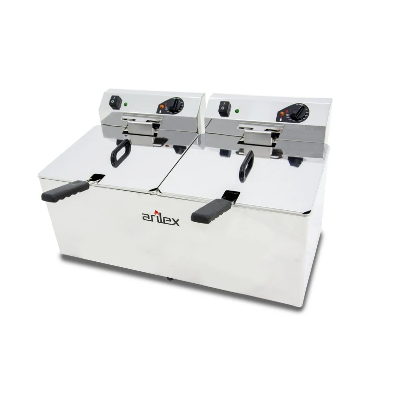 Friteuse électrique - 12+12L - Double cuve - Sans robinet - Arilex
