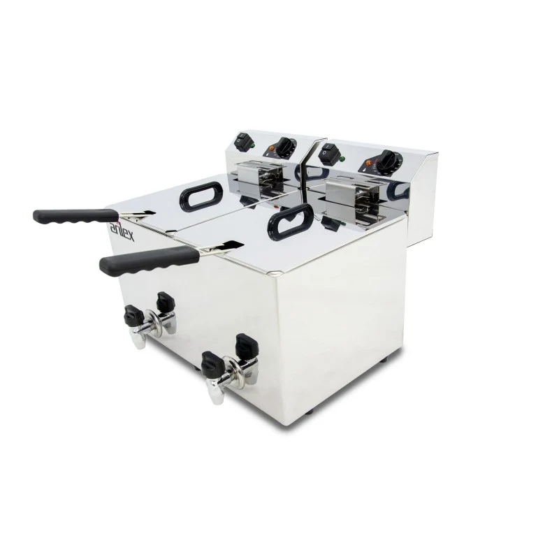 Friteuse électrique - 10+10L - Double cuve - Avec robinet - Monophasée - Arilex