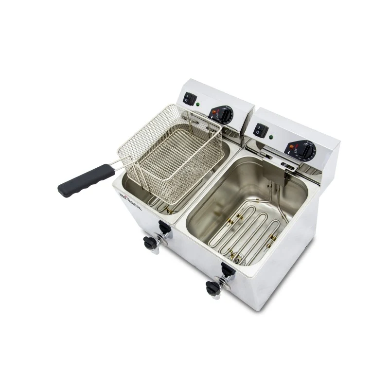 Friteuse électrique - 10+10L - Double cuve - Avec robinet - Monophasée - Arilex