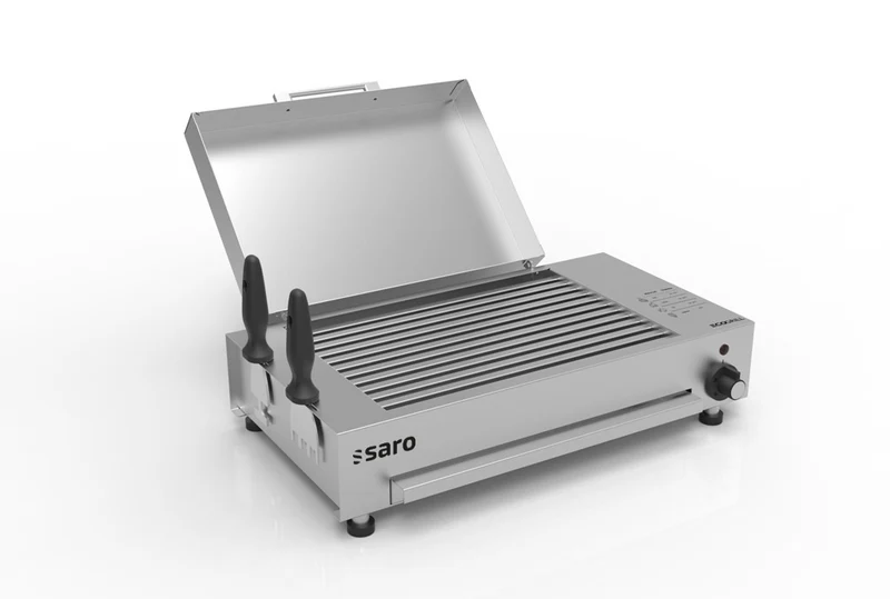 Grill Professionnel - Inox - Température 80-320°C - Barres Chauffées - Nettoyage Facile - 2,2 kW - Saro