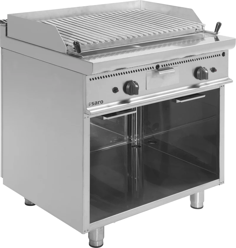 Grill pierre de lave - Gaz - 16 kW - Support ouvert - 800mm - E7/BS2BA - Saro