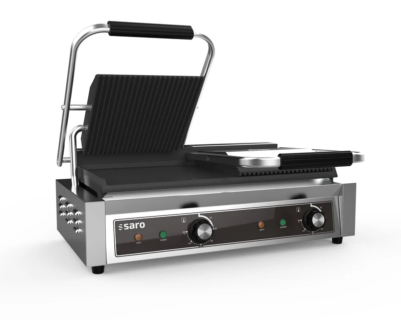 Grill contact double - Température +50/+300°C - Plaque sup nervurée/inf lisse - 3,6 kW - Saro