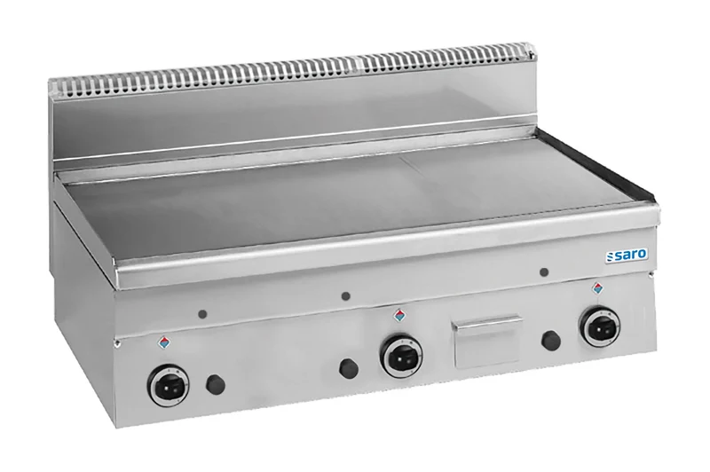 Plancha à Gaz - Table - Plaque Mixte - 1000x510 mm - 15.3 kW - 3 Zones - 150-300°C inox - Saro