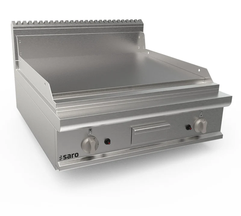 Plancha à Gaz - Table - Plaque Lisse - AISI430 15mm - 800x900 mm - 13.8 kW - LQ/FTG4BBL inox - Saro