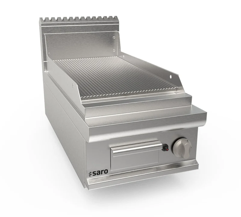 Plancha à Gaz - Table - Plaque Rainurée - AISI430 15mm - 400x900 mm - 6.9 kW - LQ/FTG2BBR inox - Saro