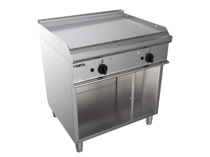 Plancha à Gaz - Sur Pied - 2 Zones - Rainurée - 795x530 mm - 270°C - 12 kW - E7/KTG2BAR - Saro