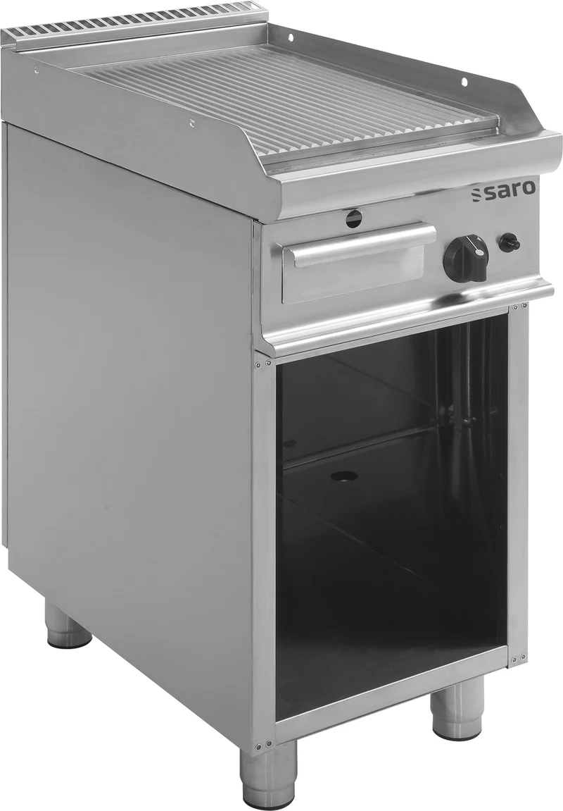 Plancha à Gaz - Sur Pied - Plaque Nervurée - 395x530 mm - 270°C - 6 kW - E7/KTG1BAR - Saro