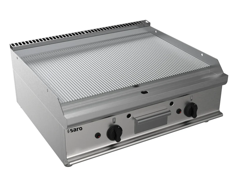 Plancha à Gaz - Table - 2 Zones - Striée - 795x530 mm - 270°C - 12 kW - E7/KTG2BBR inox - Saro