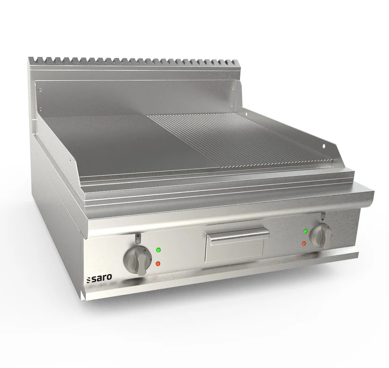 Plancha électrique - Table - Plaque mixte - Température réglable - Bac graisse amovible inox - 12 kW - Saro