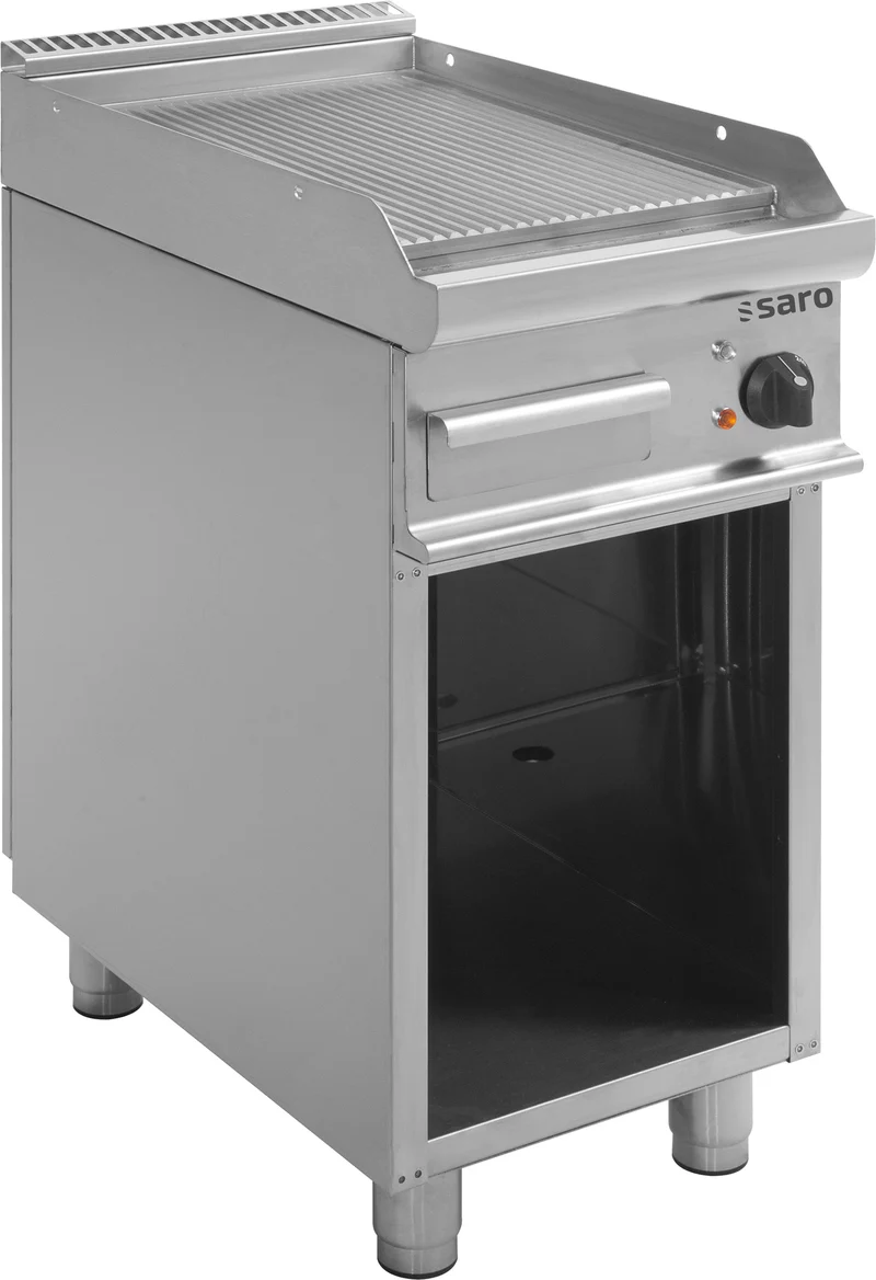 Plancha électrique - Support ouvert - Plaque striée - Température 100/+240°C 5.4 kW - Saro
