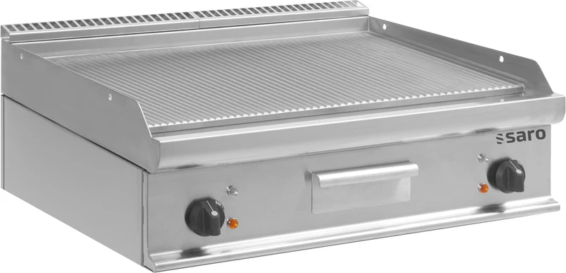 Plancha électrique double - Plaque rainurée - Température 100/+270°C - Bac graisse amovible - 10,8 kW - Saro