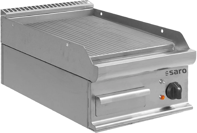Plancha électrique - Plaque rainurée - Température 100/+270°C - Bac graisse amovible - 5,4 kW - Saro