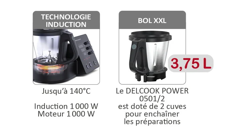 Robot-cuiseur multifonctions à induction - 3,75 L - DELCOOK POWER