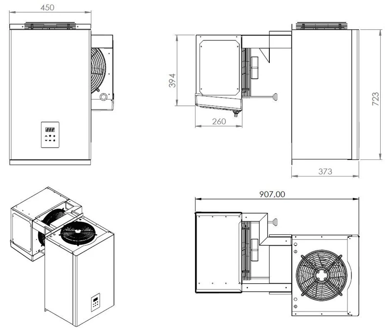 Unité de refroidissement type négatif 4.1 - 6.5 m3 450x907x723 mm 4.1 L 0.96 kW - Combisteel