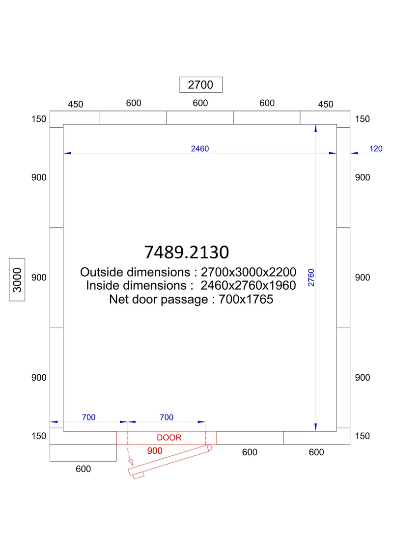 Chambre froide positive/négative 2700x3000x2200 - 120 mm 13.3 L - Combisteel