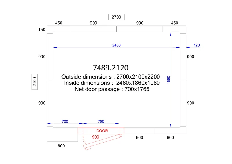 Chambre froide positive/négative 2700x2100x2200 - 120 mm 9 L - Combisteel