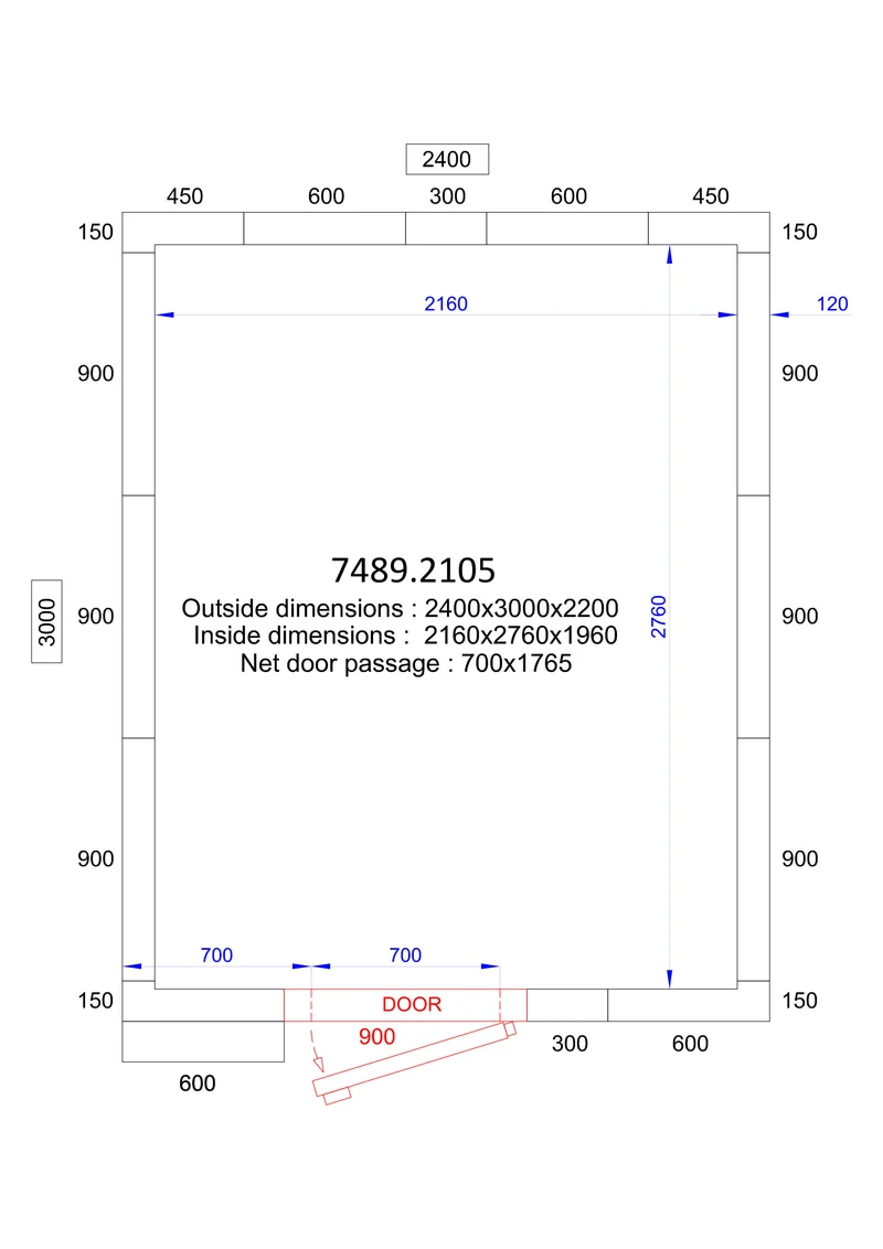 Chambre froide positive/négative 2400x3000x2200 - 120 mm 11.7 L - Combisteel
