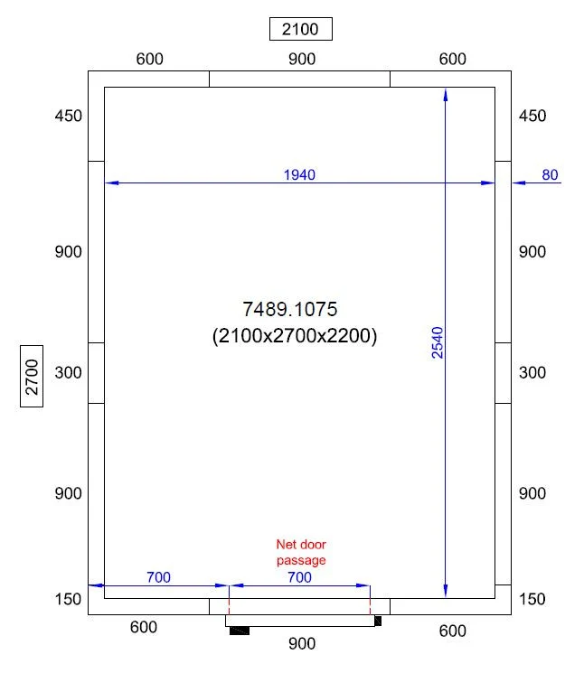 Chambre froide positive/negative 2100x2700x2200 10.1 L - Combisteel