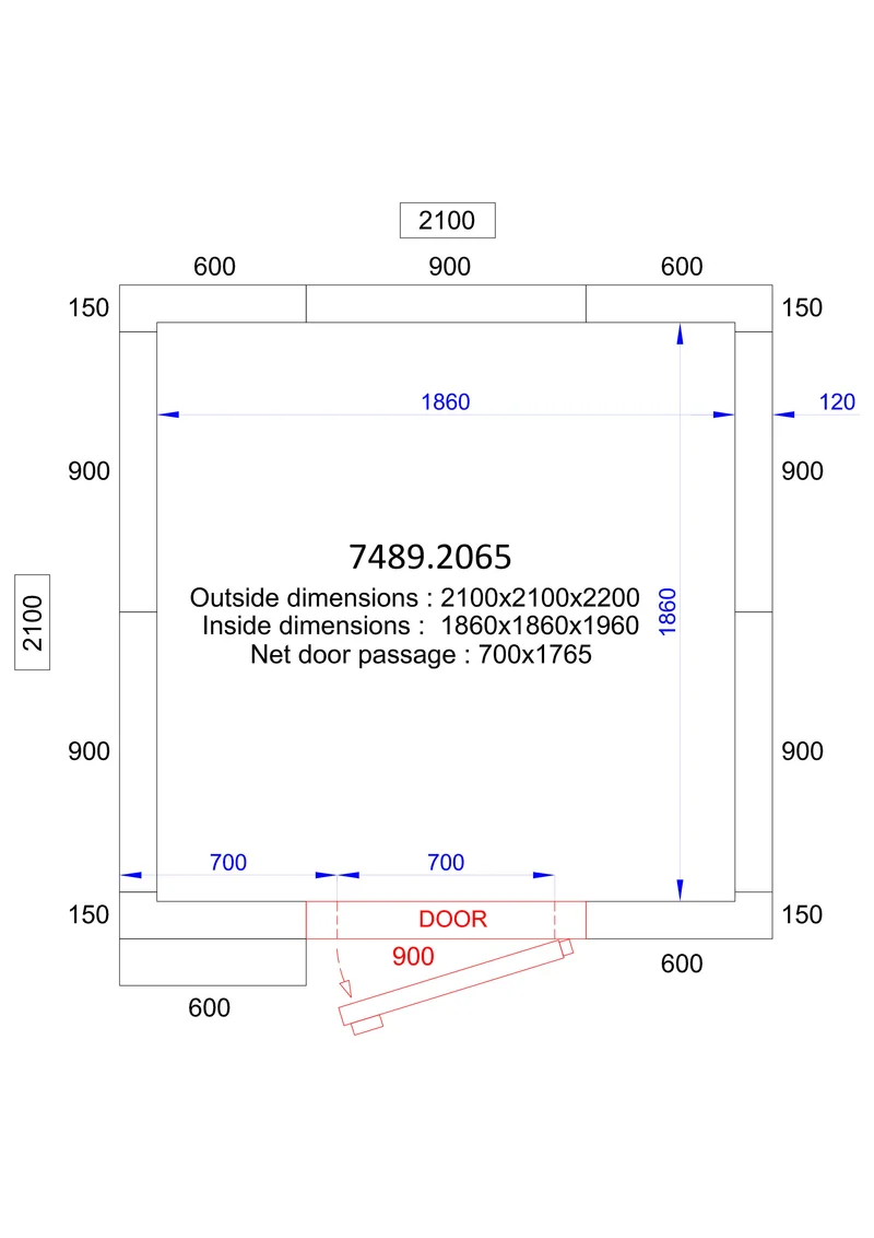Chambre froide positive/négative 2100x2100x2200 6.8 L - Combisteel