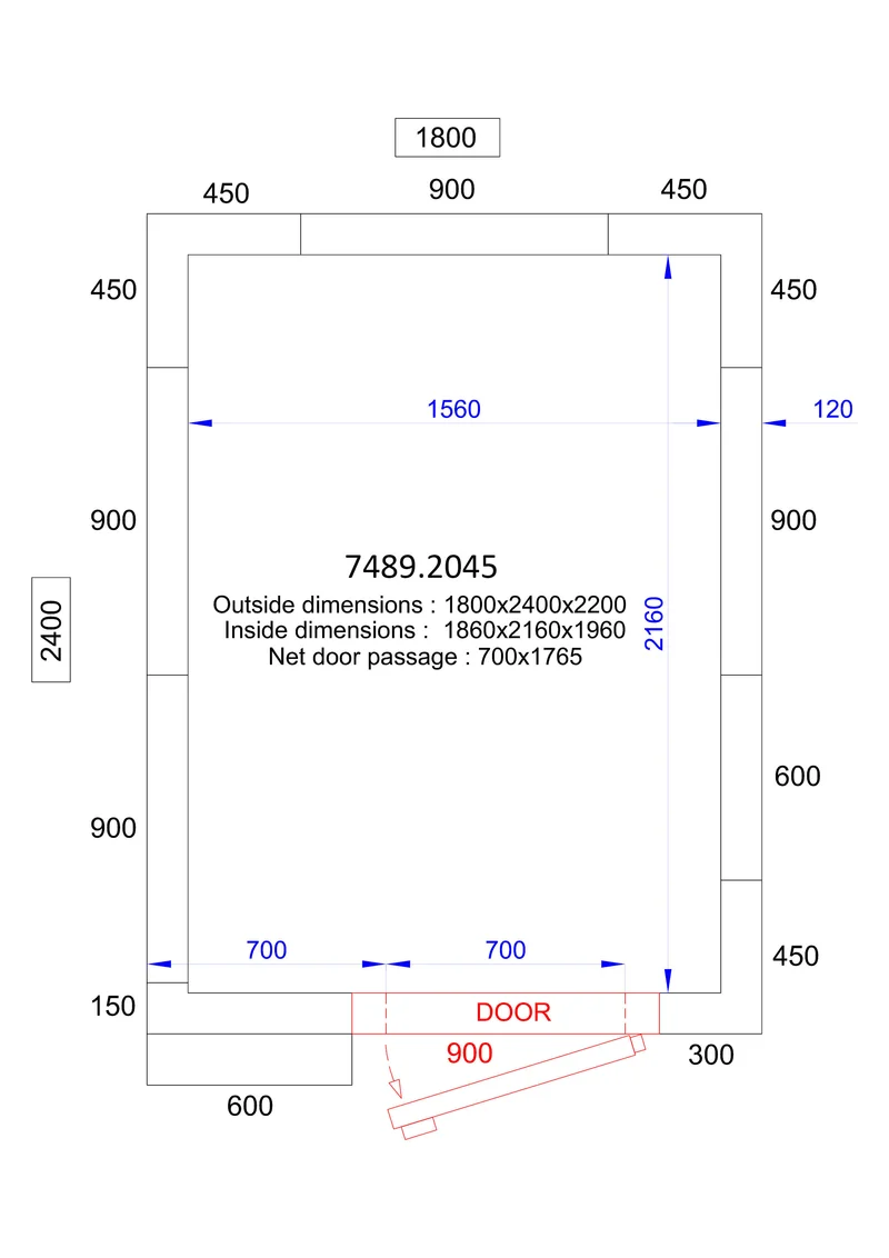 Chambre froide positive/négative 1800x2400x2200 6.6 L - Combisteel