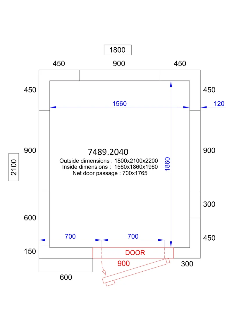 Chambre froide positive/négative 1800x2100x2200 5.7 L - Combisteel