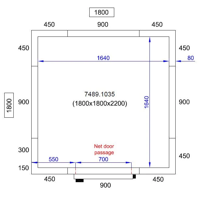 Chambre froide positive/negative 1800x1800x2200 5.5 L - Combisteel