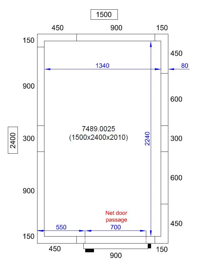 Chambre froide positive/negative 1500x2400x2010 5.5 L - Combisteel