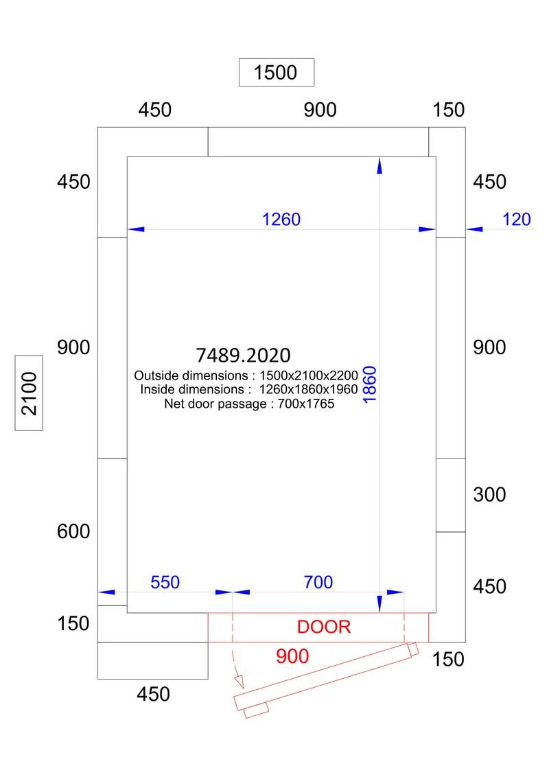 Chambre froide positive/négative 1500x2100x2200 4.6 L - Combisteel