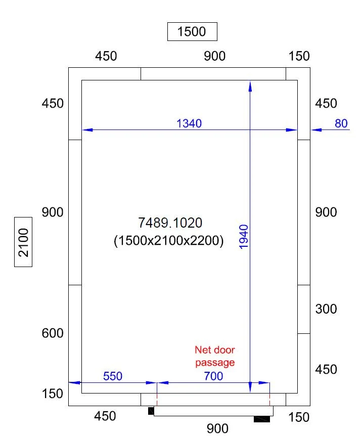 Chambre froide positive/negative 1500x2100x2200 5.3 L - Combisteel