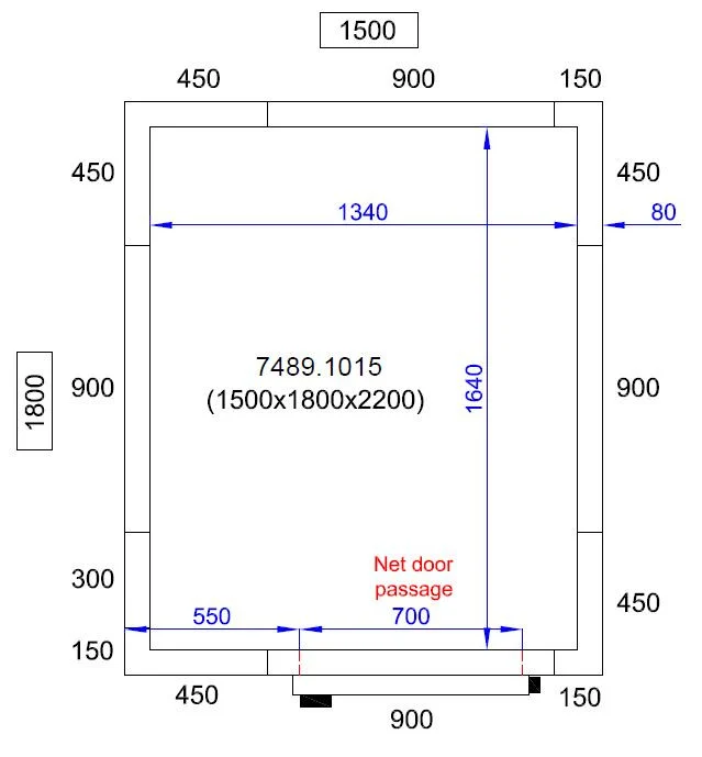 Chambre froide positive/negative 1500x1800x2200 4.5 L - Combisteel