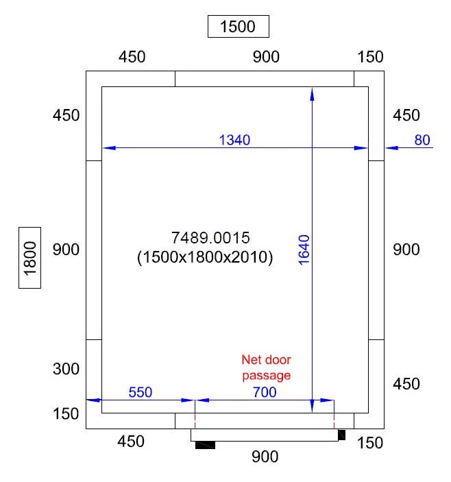 Chambre froide positive/negative 1500x1800x2010 4 L - Combisteel