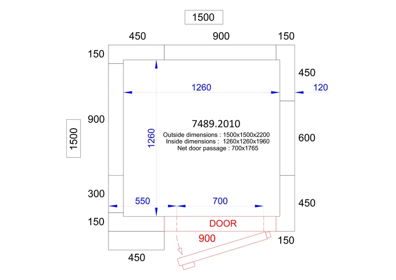 Chambre froide positive/negative 1500x1500x2200 3.1 L - Combisteel