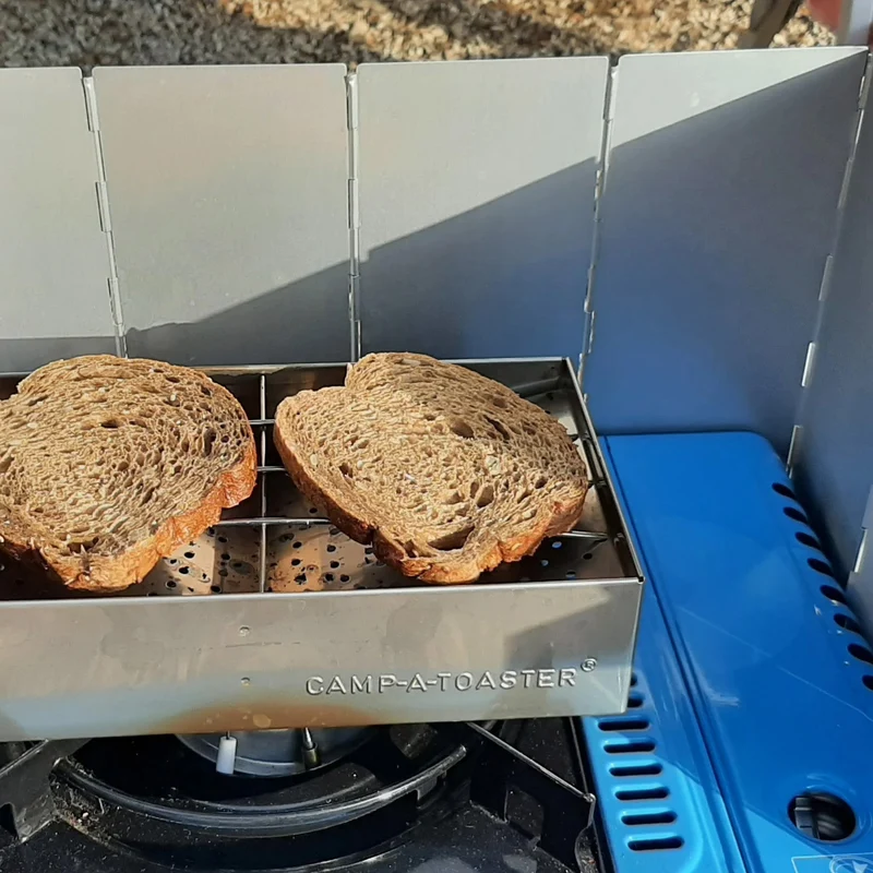 CAMP-A-TOASTER® Edelstahl • Einzelteil • Bester 2-Scheiben-Camping-Toaster für Gaskocher