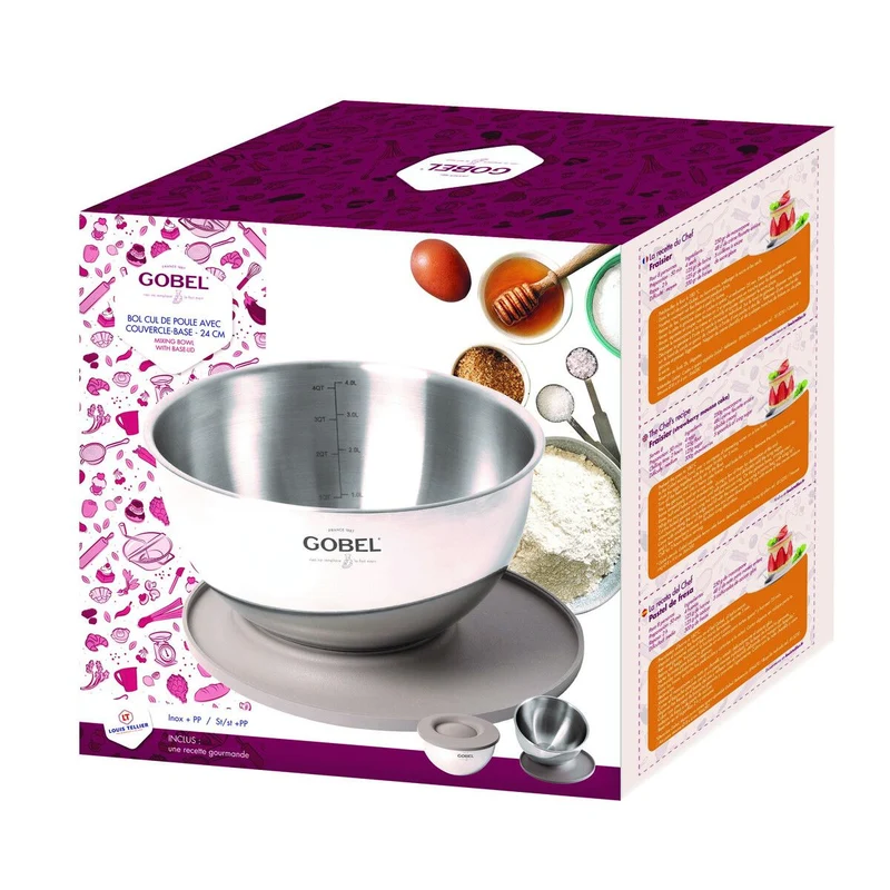 Cul de poule Gobel inox avec couvercle-base Ø 24 cm