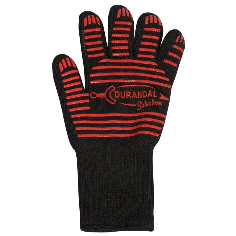 Gant anti-chaleur ambidextre taille unique rouge et noir